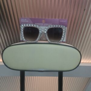 Crystal-Embellished Oversized Square Sunglasses - Brown Gradient Lenses